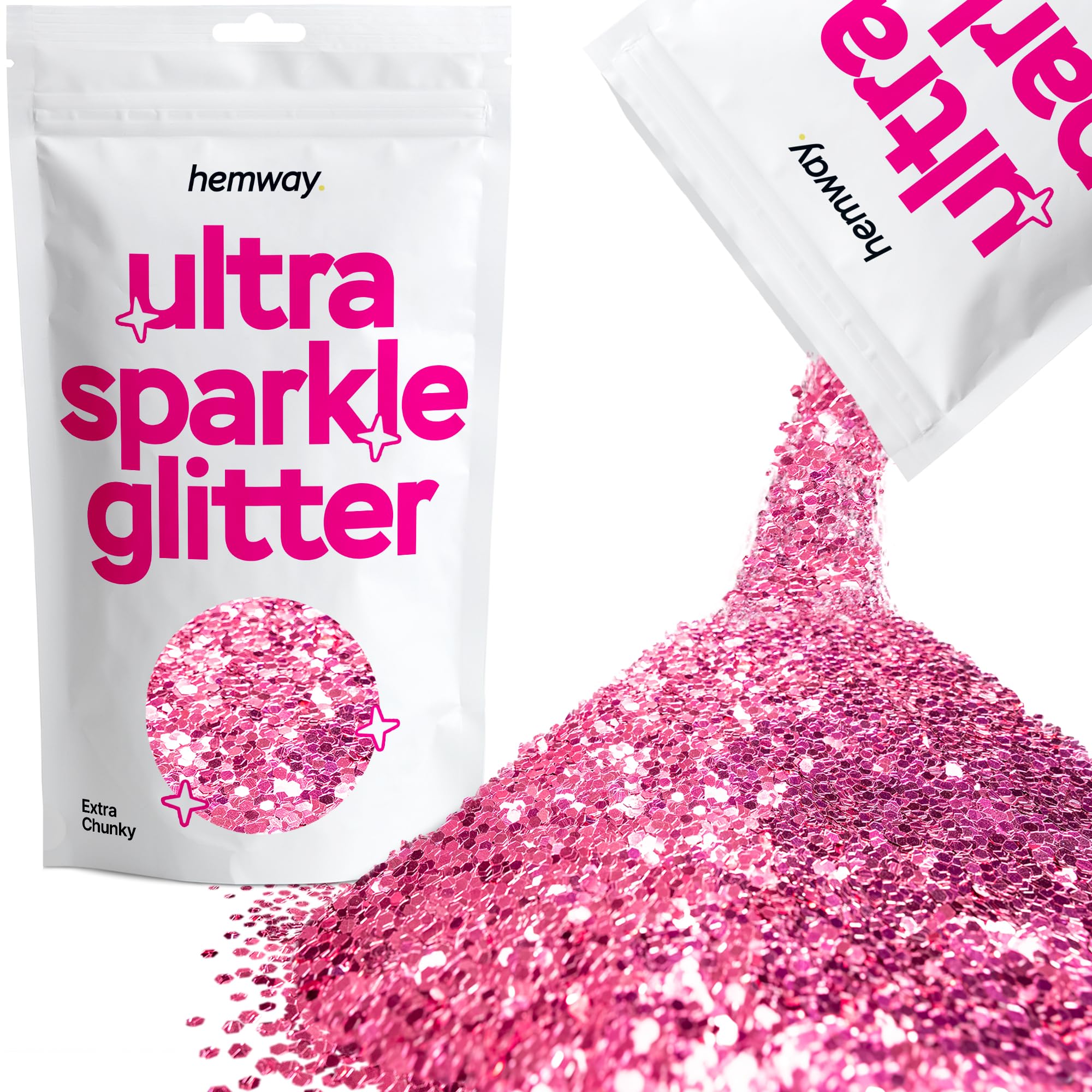 Hemway Ultra Sparkle Glitter Baby Pink Iridescent 100g Fine | Glitter for Arts & Craft, Makeup, Nail Art, Crafting, Card Making, Sparkle Decoration — view 125