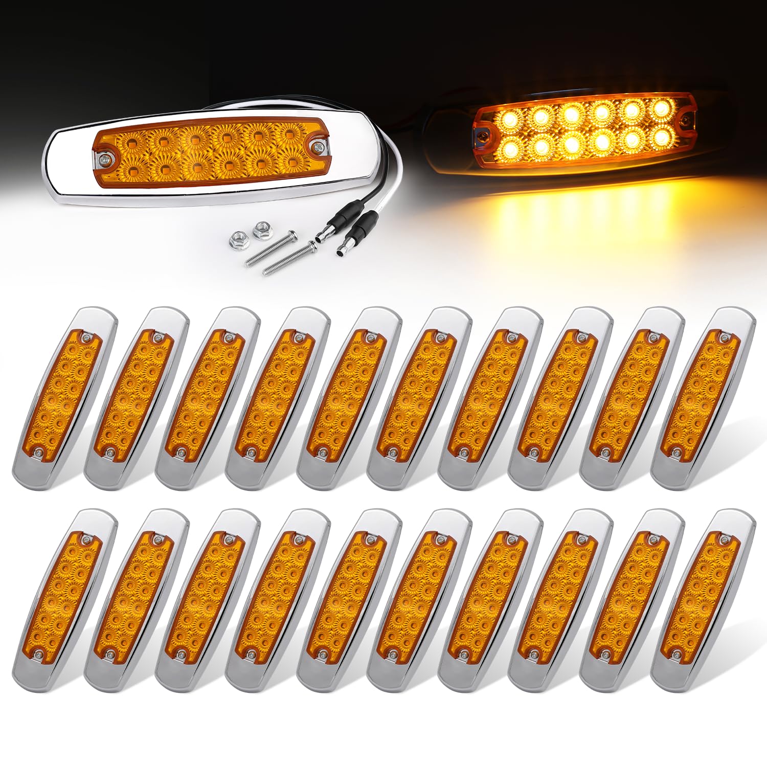 LedVillage 20-Pack Amber LED Side Marker Lights