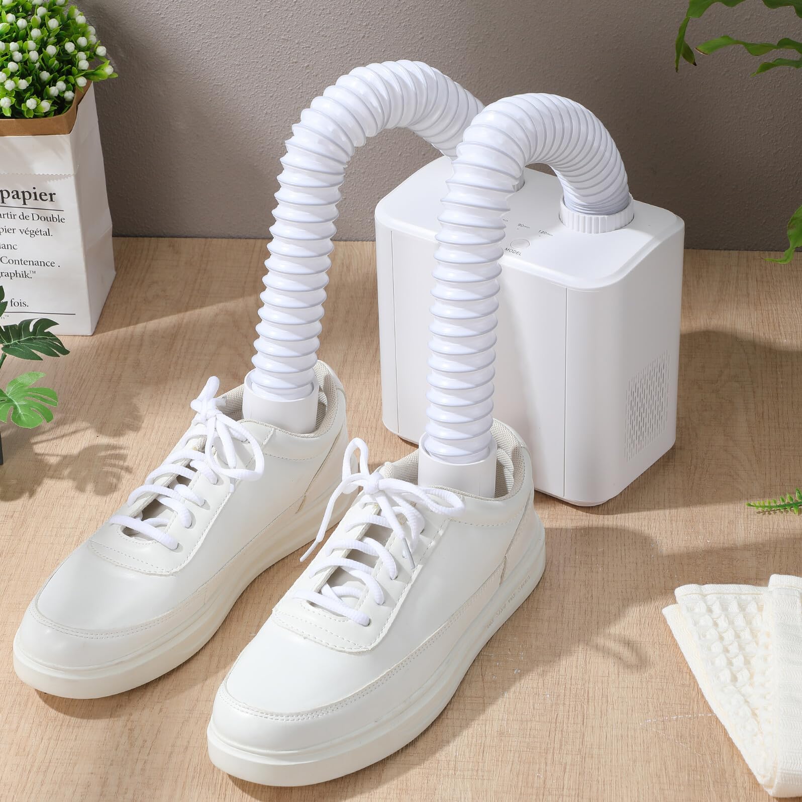 Toyvian Einziehbarer Schuhtrockner mit Timer, Weiß, Kunststoff, Ac220