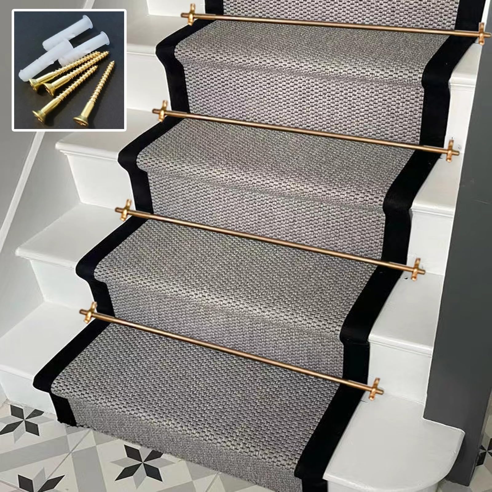Barras de alfombra de escalera para corredores textiles en hogares familiares