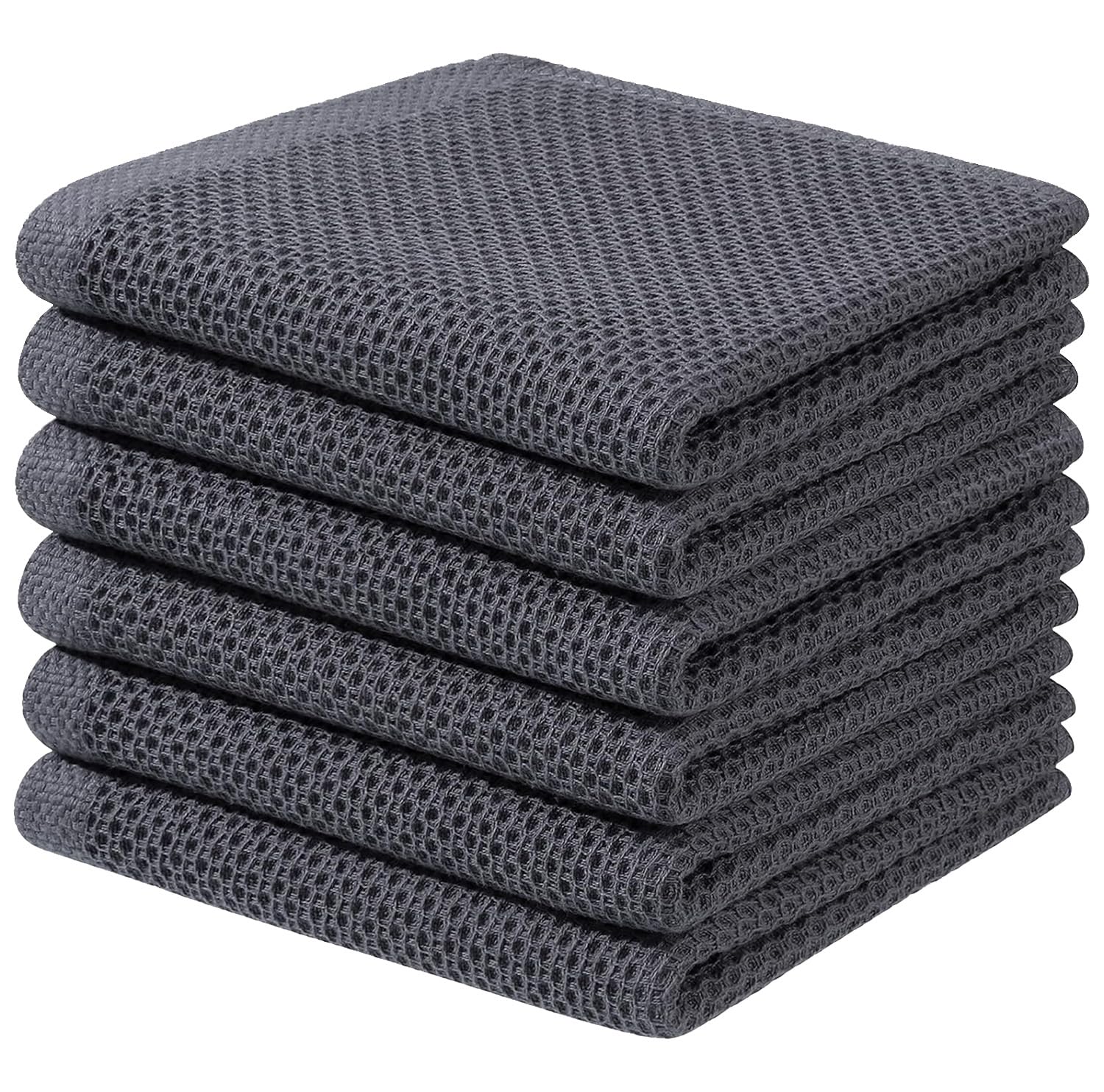 DORMIC0 Cotton Waffle Weave Kitchen Dish Cloths, Ultra Soft Absorbent Quick Drying Dish Towels, 13.4 x 13.4 Inch (Pack of 6, Dark Grey) (B0D7MSWMKF) Amazon Price History, Amazon Price Tracker