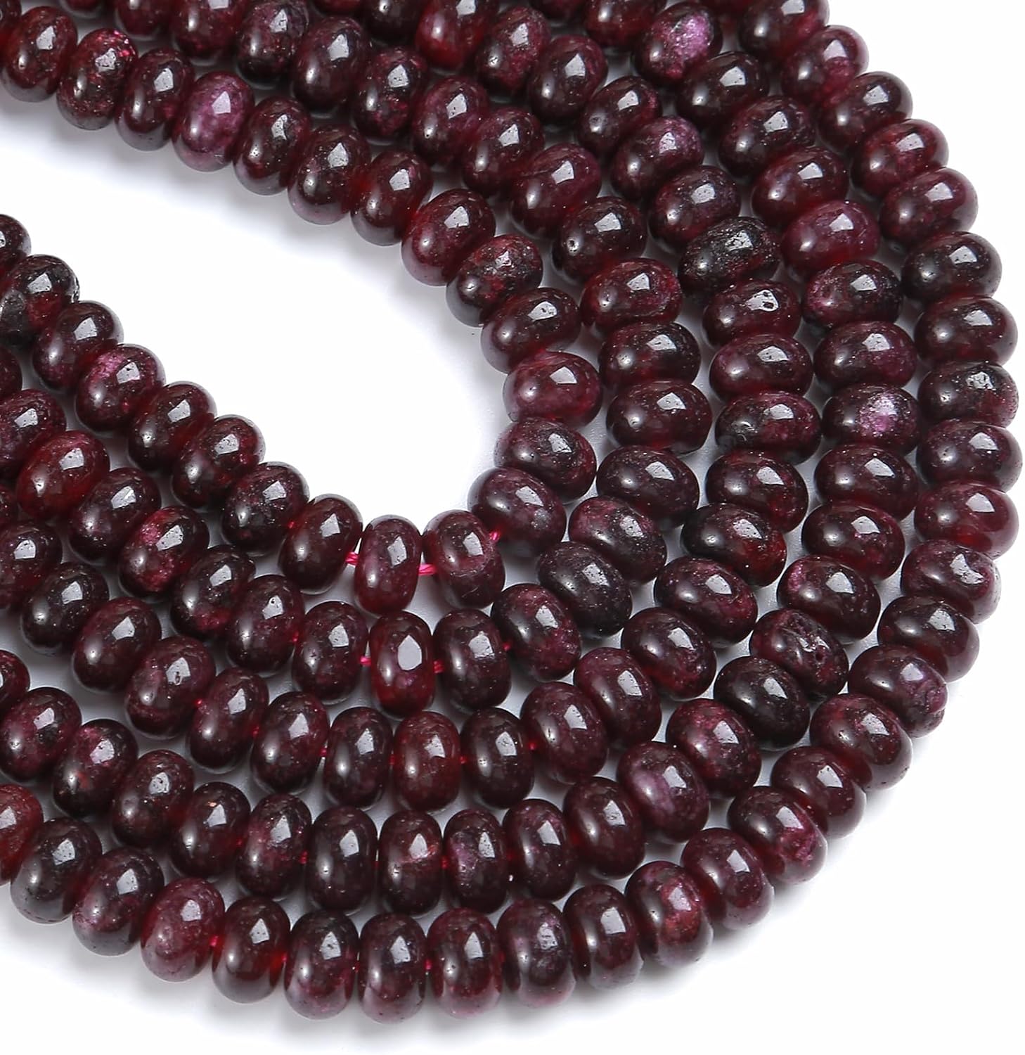 76pcs 5x8mm Natural Stone Garnet Red Jade Rondelle Spacer Loose Beads Abacus Disk Stone Round Loose Gemstone Beads for Jewelry Making DIY Bracelet Necklace - Image 4