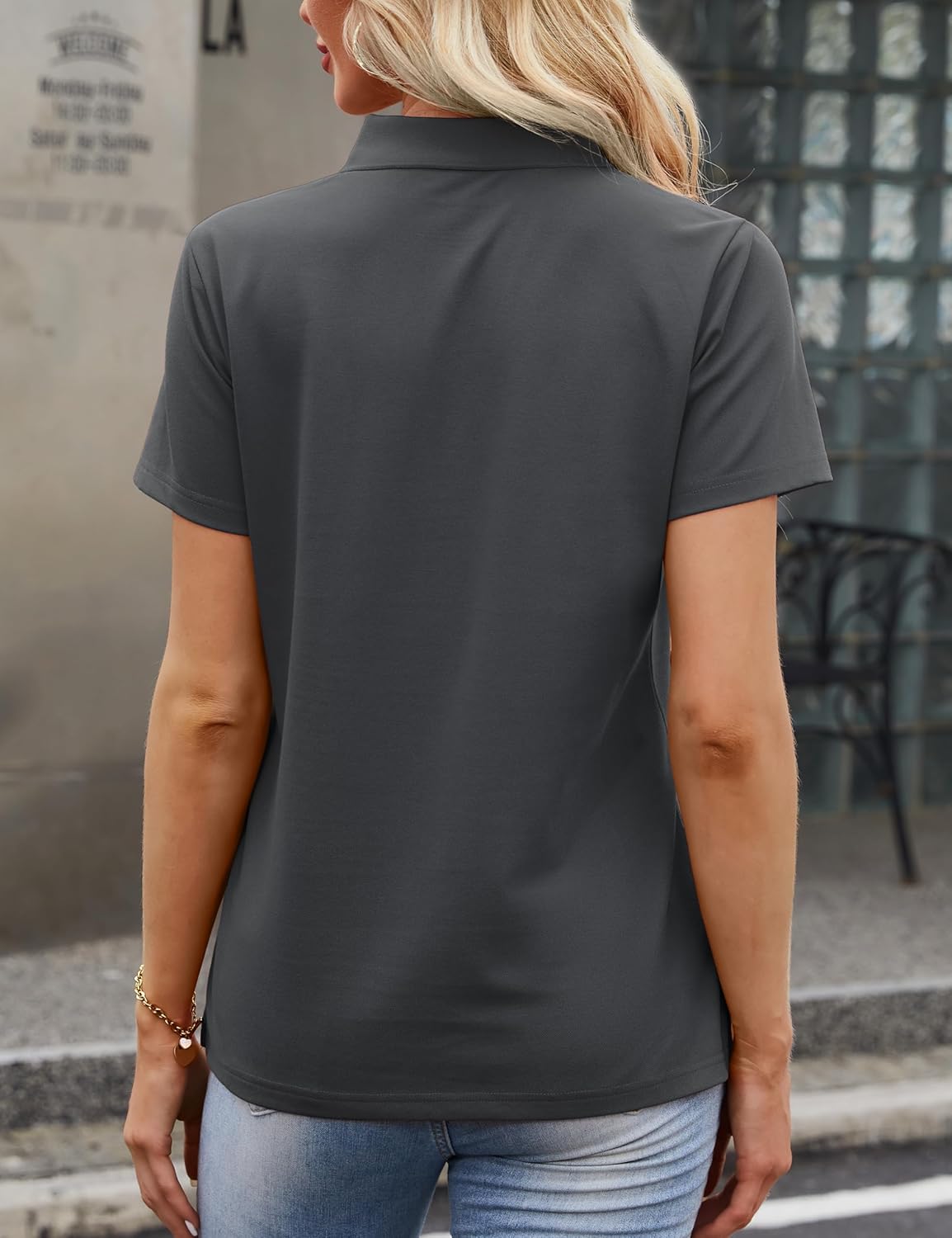 MAGCOMSEN Women's Polo Shirts Cotton 3-Button Short Sleeve Collared Tops Summer Cool Shirt Uniform Casual Shirts - Image 2