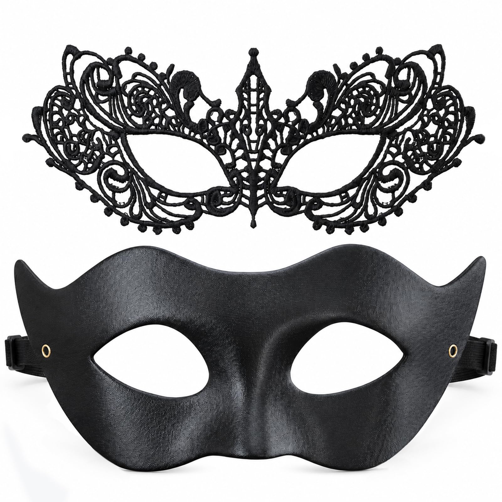2Pcs Masquerade Masks for Couples Venetian Masks Women Men Costume Mask