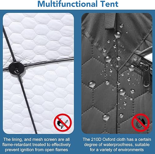 Miniatura 8 de Tienda de campaña de sauna para 4 personas, 5.91 x 5.91 x 6.23 pies, caja de sauna seca para el hogar, tienda de campaña aislada de fácil