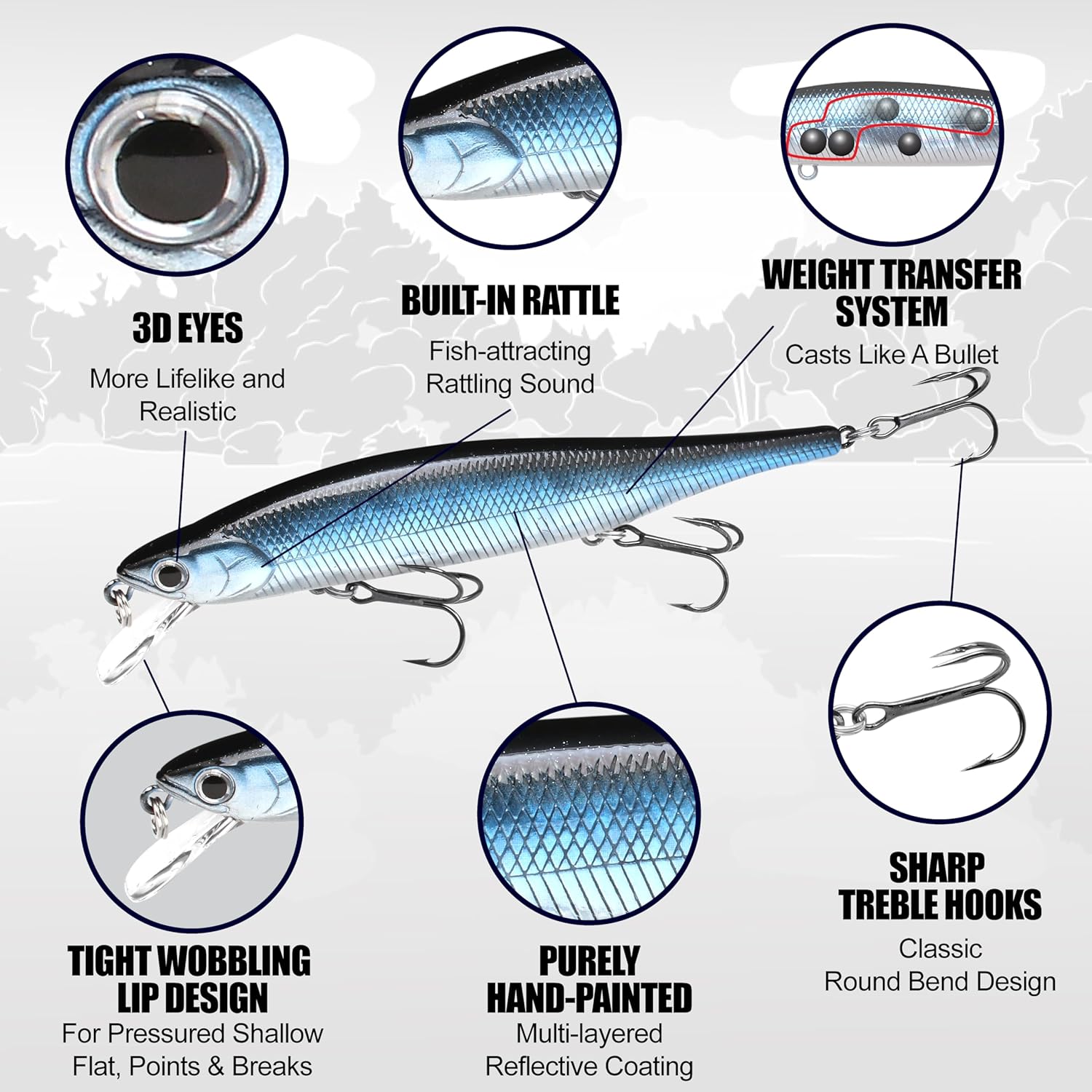 LUCKY CRAFT Lightning Pointer 110SP Fishing Lures, 4-1/2” Suspending Jerkbait Bass Lure, 6ft Depth Hard Bait, Freshwater Trout Lures, Premium Fishing Gear