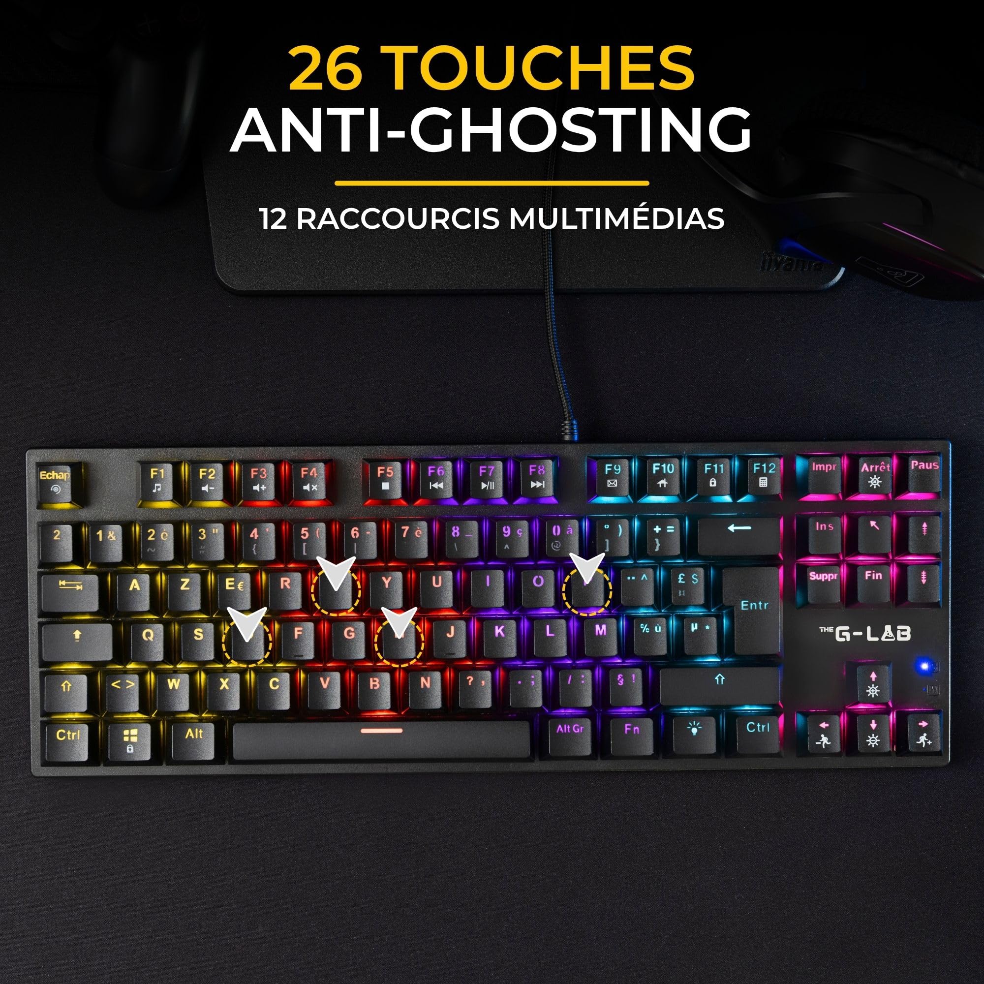 The G-Lab Combo Mercury EX - Paquete de Teclado mecánico TKL y ratón | AZERTY FR, teclado mecánico TKL + ratón Gamer, RGB, compatible con PC/PS4, PS5 y Xbox