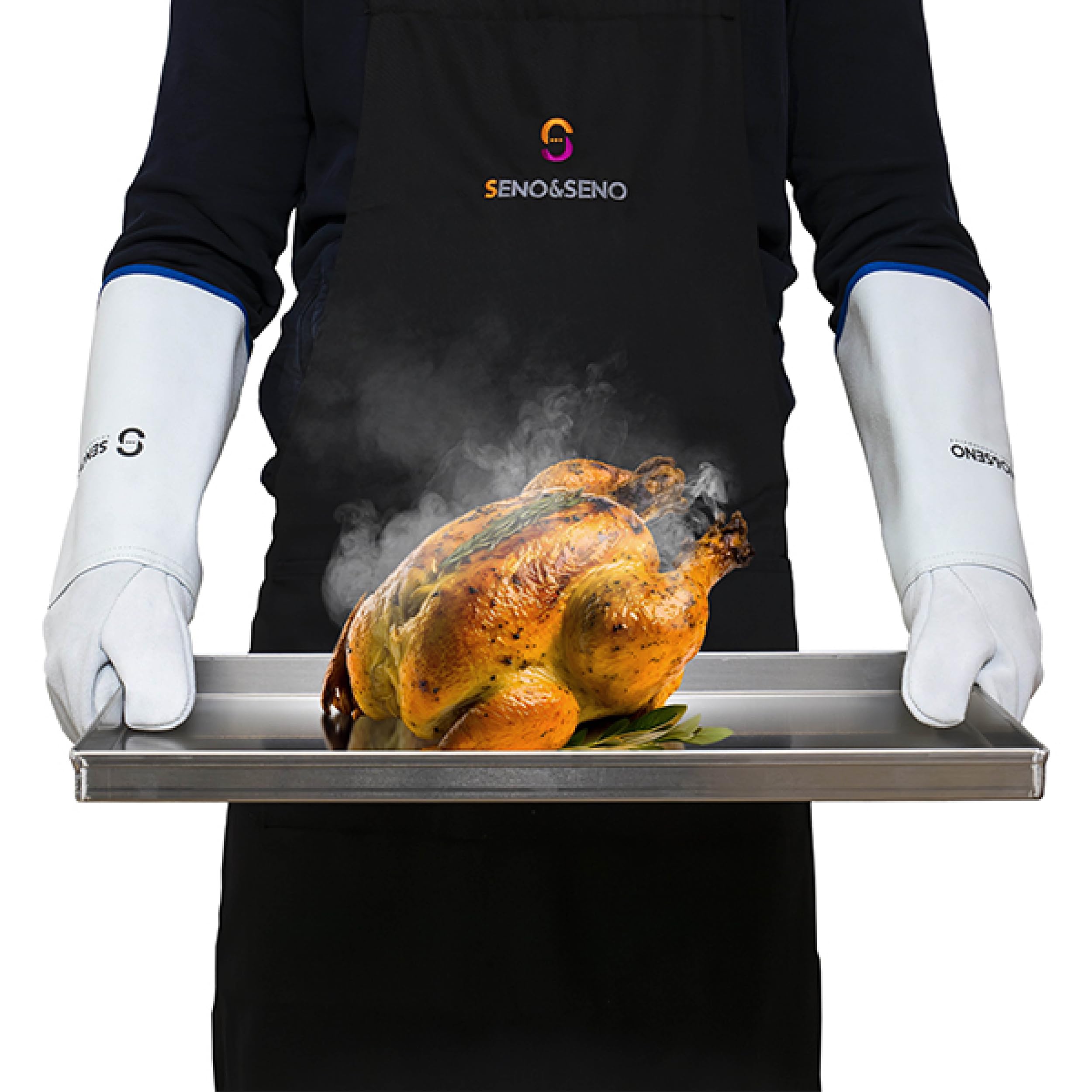 Coppia di Guanti Anticalore Antinfortunistici | Manipolazione di Panificati e oggetti caldi | 100% Made in Italy | Seno & Seno (25 cm, 500°C)