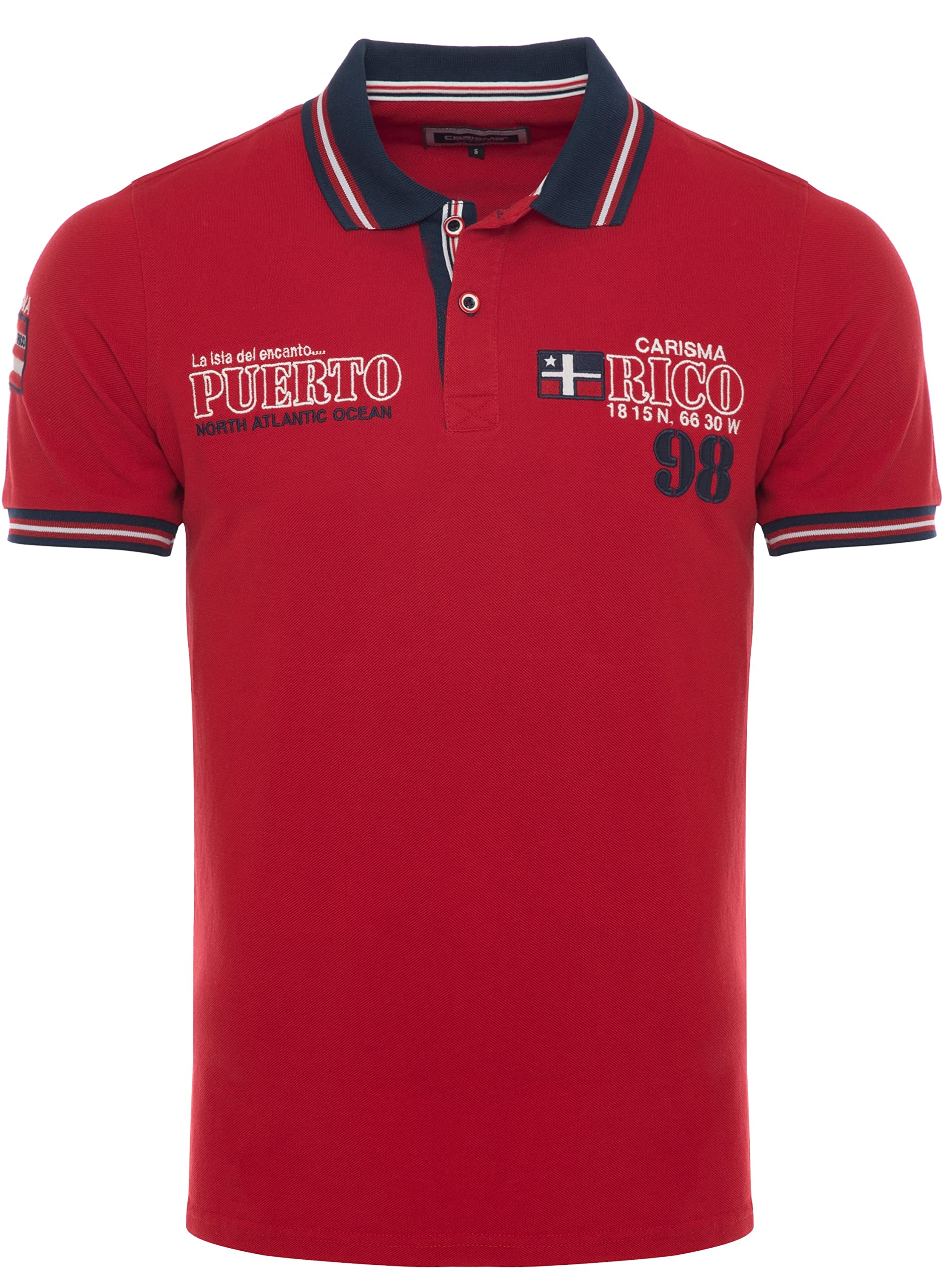 Carisma Polo de manga corta para hombre, 100 % algodón, camiseta polo para hombre con bordado, agradable camiseta de corte regular para oficina y tiempo libre 4665