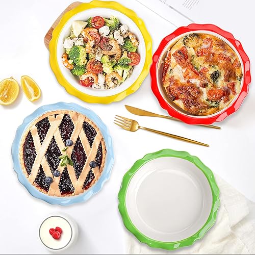 Miniatura 7 de Lawei Paquete de 4 moldes de cerámica para tartas, mini plato para tartas de 6.5 pulgadas, plato individual de 12 onzas para cocina de postre, molde