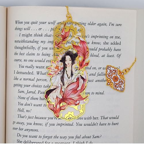 Miniatura 5 de Bonitos marcadores de metal, bonitos regalos de cumpleaños, marcadores de libros de anime para mujeres y niñas amantes de los libros chinos, cuatro