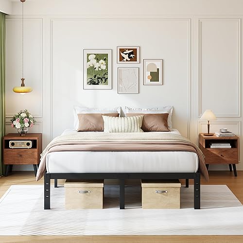 Miniatura 8 de COMASACH - Base de cama tamaño King de 16 pulgadas con soporte de hasta 2000 libras, sin necesidad de somier, plataforma con acero metálico