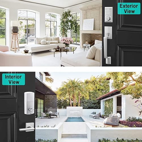 Miniatura 2 de NeuType Cerradura electrónica de puerta de entrada sin llave con asa, níquel satinado, código de acceso de 4 a 8 dígitos, bloqueo de un toque,