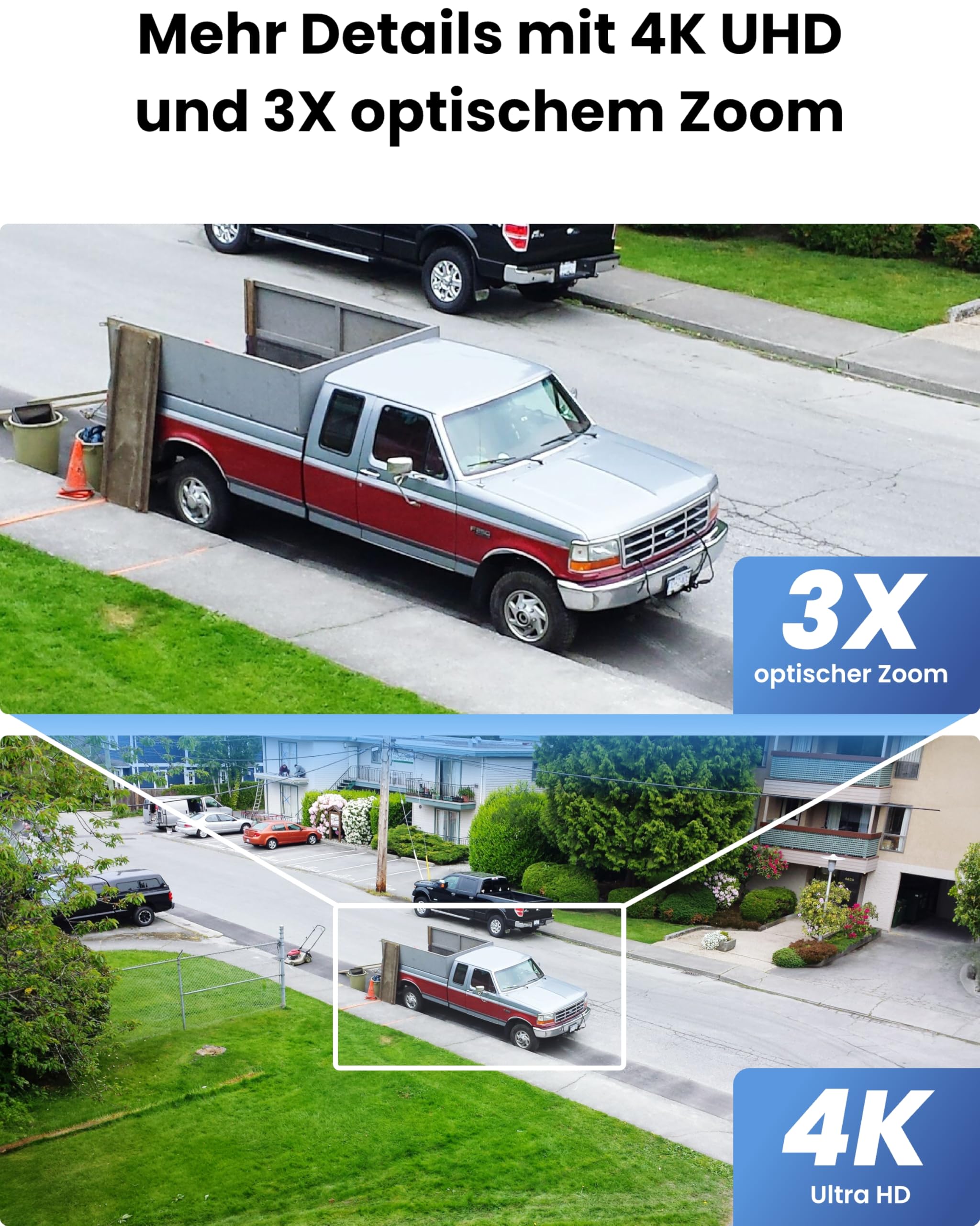 Reolink 4K Wi-Fi 6 PTZ Überwachungskamera Aussen mit Auto-Tracking, 3X Optischem Zoom, 2,4/5GHz WLAN Kamera Outdoor, Person/Auto/Tiererkennung, Farbnachtsicht, 2-Wege-Audio, E1 Outdoor Pro