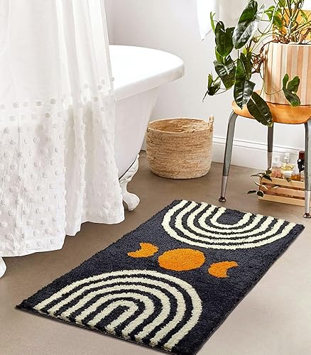 Miniatura 3 de Alfombras de baño bohemias, lindas alfombras de baño bohemias antideslizantes de microfibra abstracta para dormitorio, alfombra pequeña, decoración