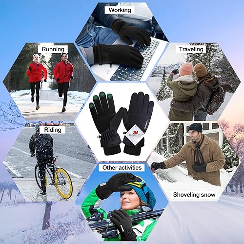 Miniatura 6 de Guantes de invierno para pantalla táctil, clima frío, resistente al viento, térmicos, cálidos, para correr, ciclismo, actividades al aire libre para