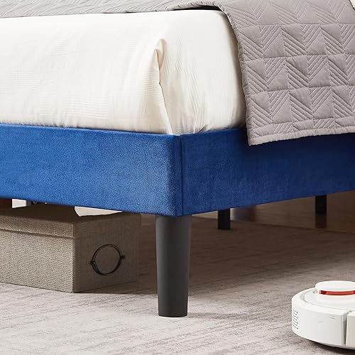 Miniatura 6 de VECELO Marco de Cama Full, base de cama de plataforma con cabecera tapizada de altura ajustable, marco resistente y fuerte soporte de listones de