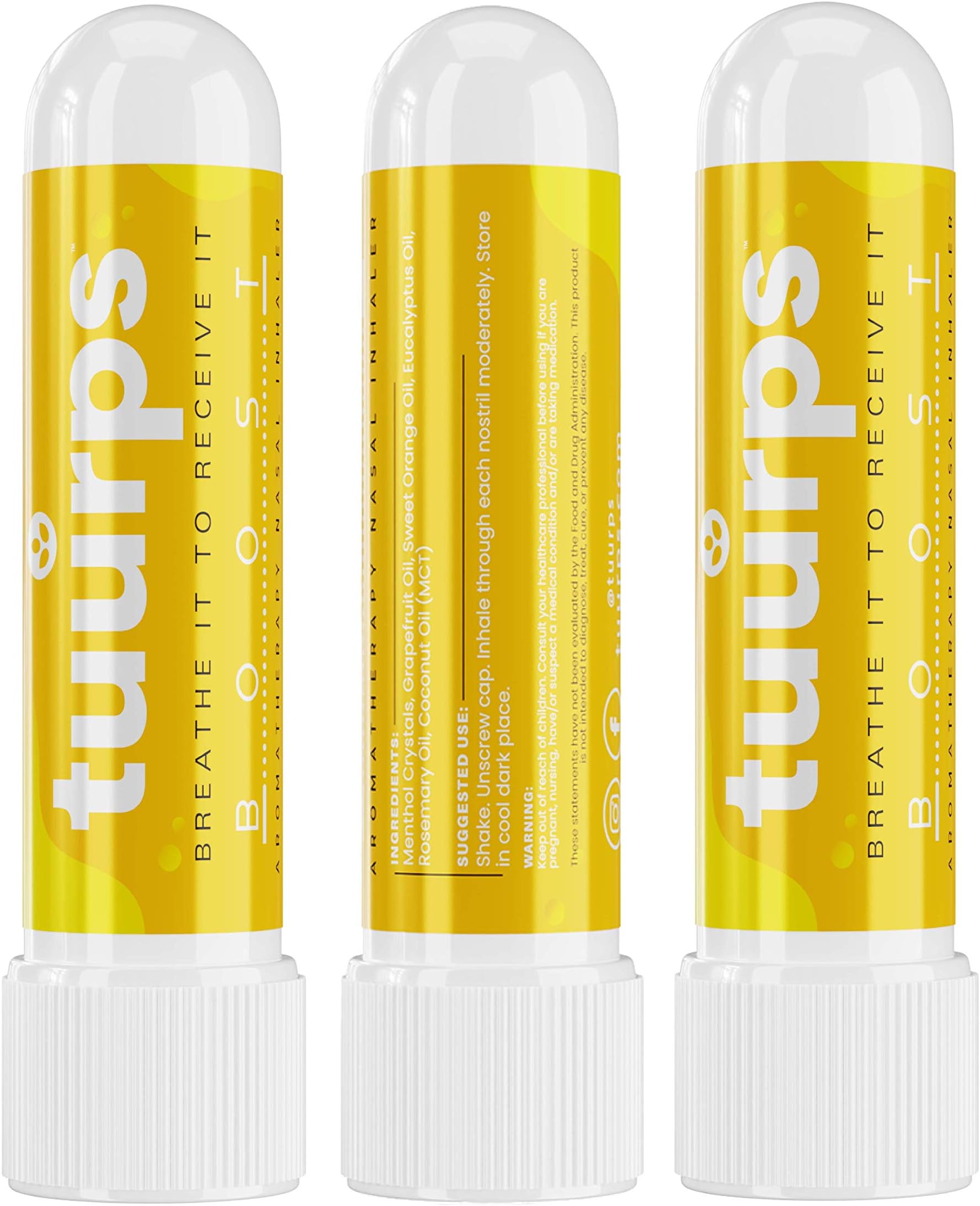 Boost - Energizing Aromatherapy Nasal Inhaler - Enhance Mood & Energy - Refreshing Sinus Aid - Grapefruit, Sweet Orange, Eucalyptus, Rosemary Essential Oils (3-Pack)
