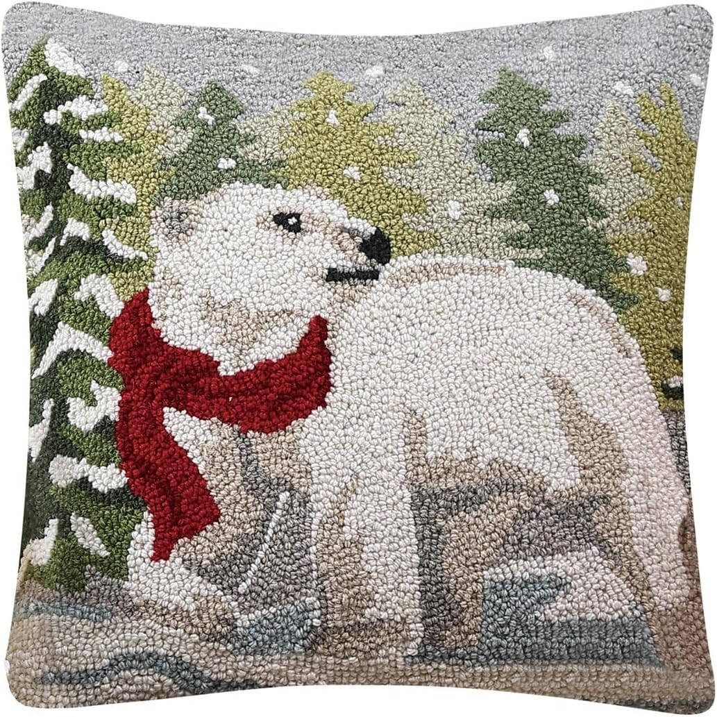 Peking Handicraft Mary Lake Thompson Polar Bear Hook Pillow, 18-inch Height, Home, Indoor