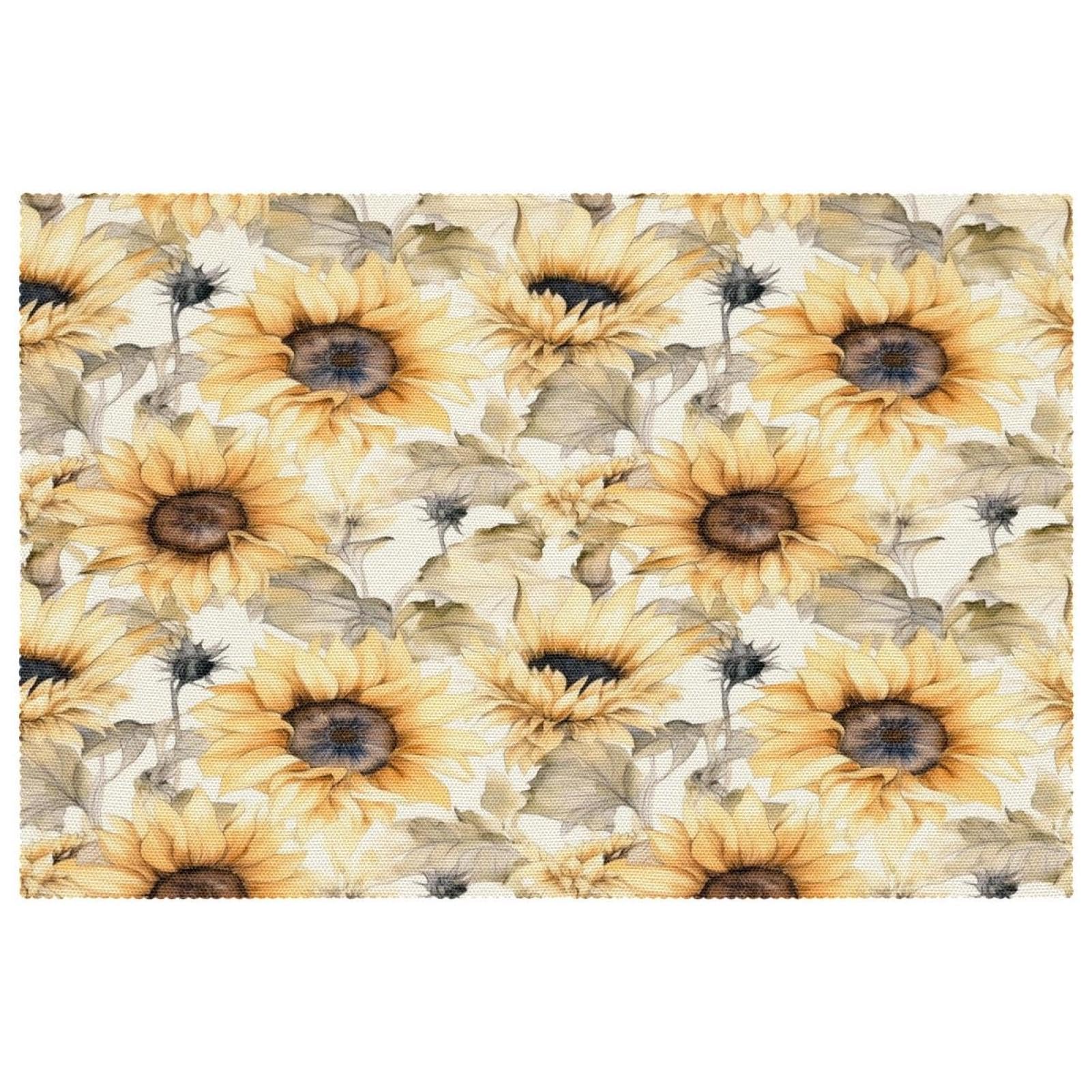 Sets de table tournesol aquarelle sans couture aux finitions durables