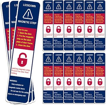 Kanayu 15 Piece Lockdown Magnetic Strips for School Door Frames, Simple