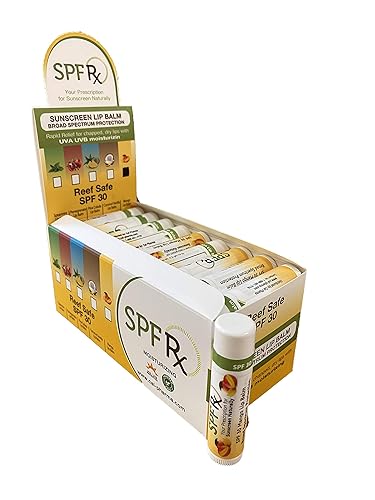 SPF Rx, Protector solar SPF 30 Mango Bálsamo labial de amplio espectro, alivio rápido para labios secos agrietados, protección superior contra los