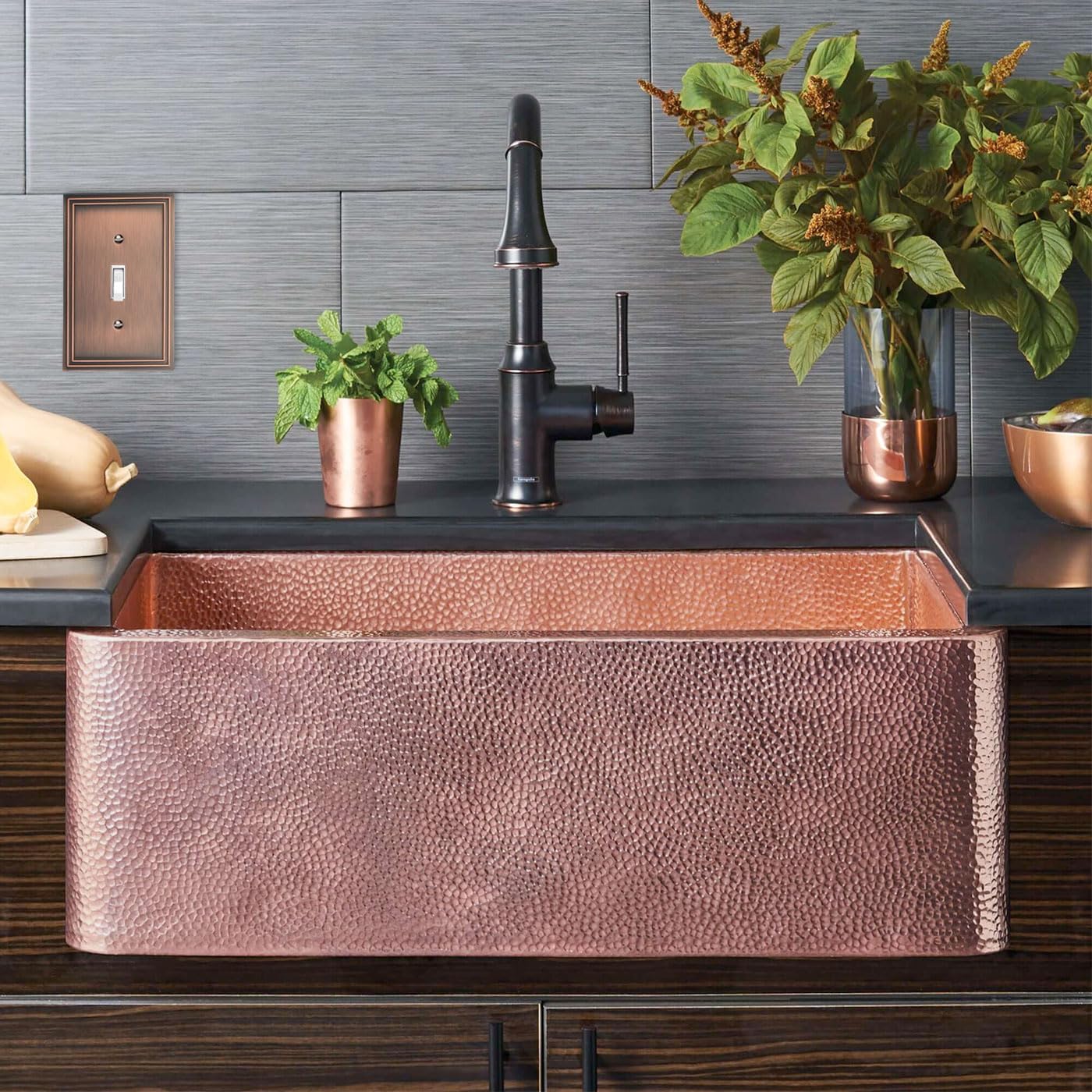 Rio Salto Copper Wall Plates – Imperial Collection Midsize Heavy Gauge Luxury Artisanal Light Switch Plate Outlet Cover 3.13" x 5.00" Decorative Brushed Copper