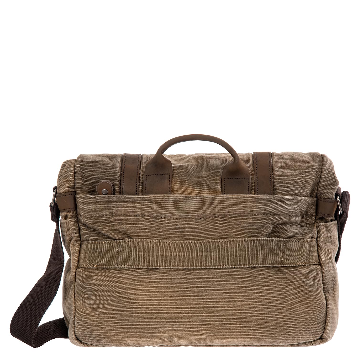 Avirex Borsa Messenger in Canvas e Pelle Bovina Anticata, Cartella a Tracolla Regolabile in Stile Militare, Collezione 140506 CNV0M (Verde Kaki)
