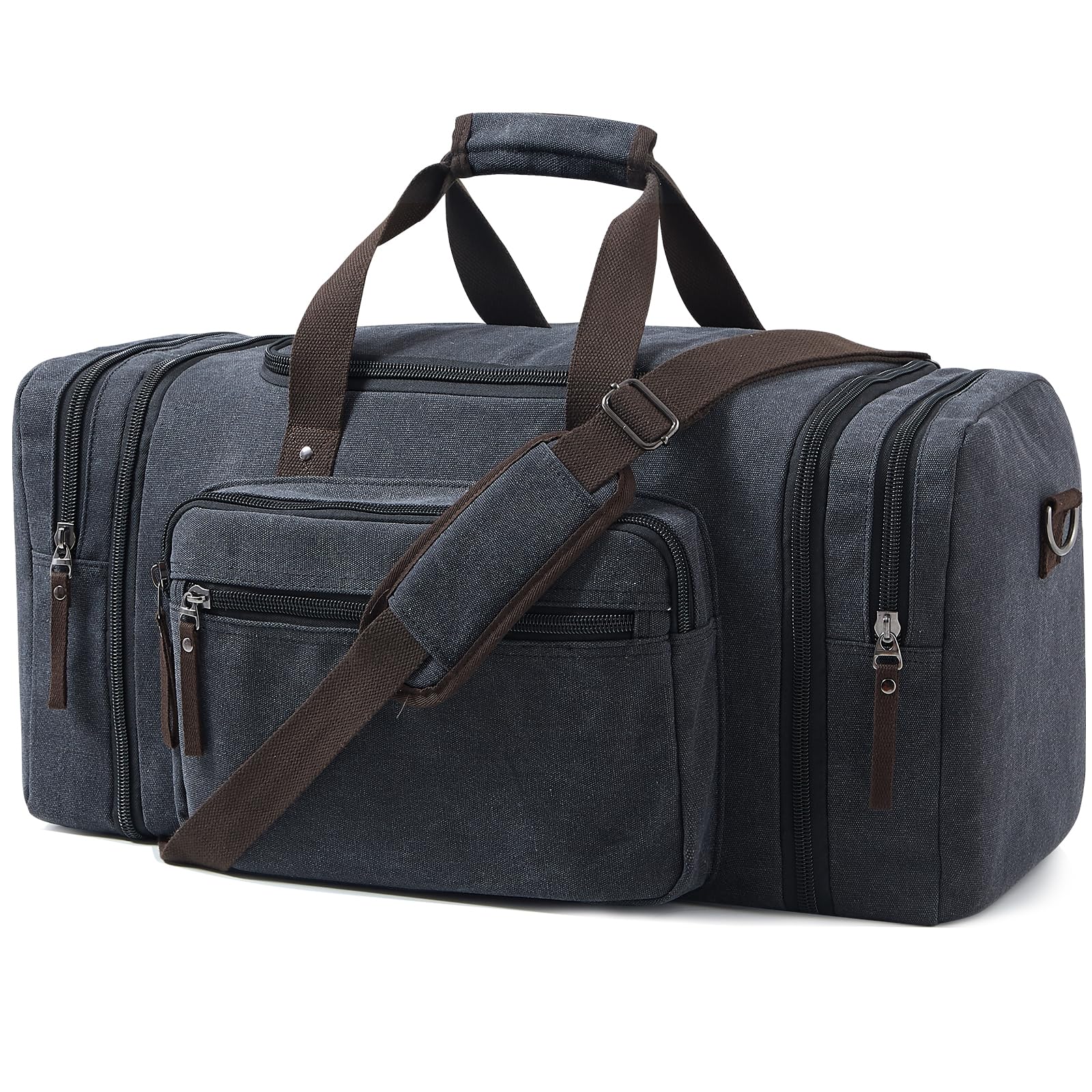 - Canvas Expandable Duffle Bag for Men Traveling, Luggage Travel Bag Weekender Overnight Bag,Mens Gym Carry on Duffel Bags