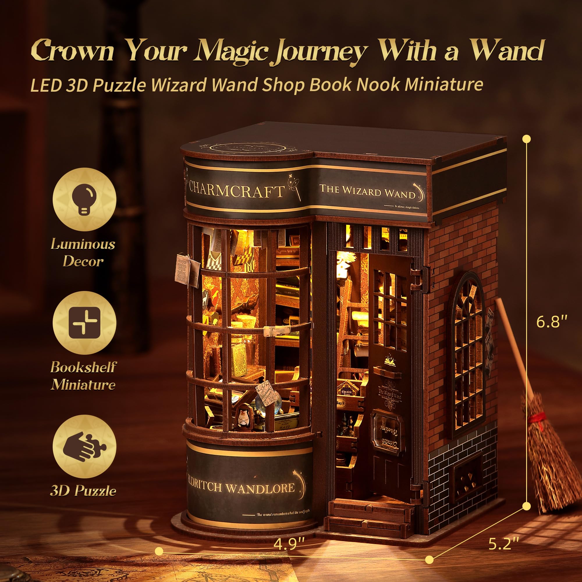 Amazon.com: FUNPOLA 3D Wood Puzzle Wizard Wand Book Nook Kit - DIY