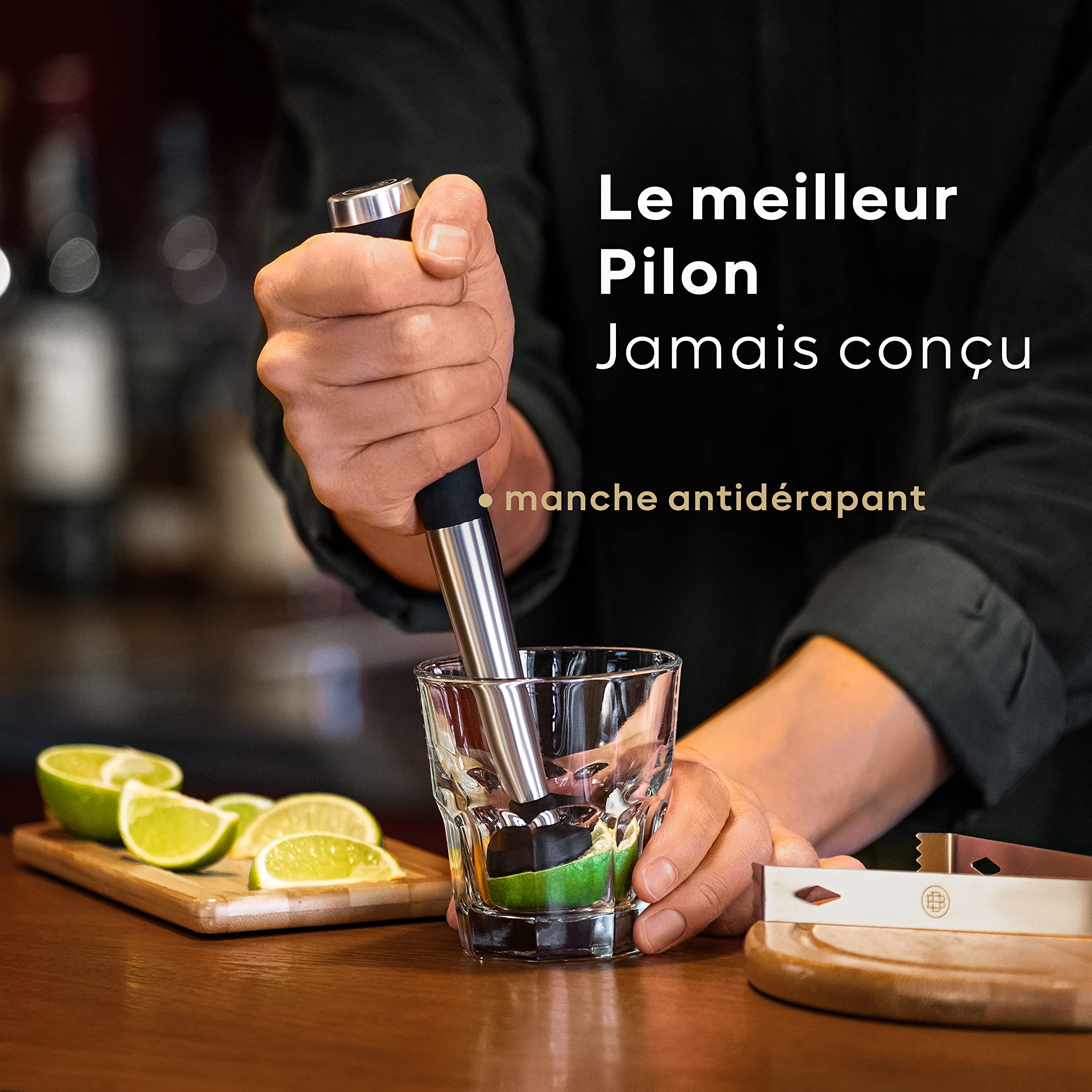 BarDeluxe® Kit Cocktail, 12 Pièces, Kit Cocktail Professionnel | Shaker Cocktail 750ml, Acier Inoxydable | Cocktail Shaker Kit, Kit Barman, Cocktail Kit | Set de Cocktail (Argent)