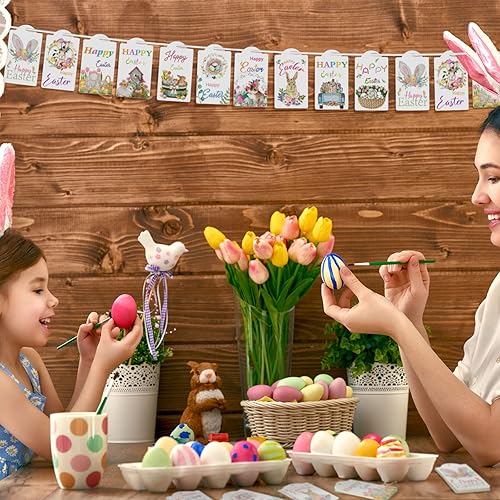 Miniatura 3 de 100 etiquetas colgantes de Pascua para colgar en papel etiquetas temáticas de feliz Pascua cesta de huevos de conejito pequeño etiquetas de regalo