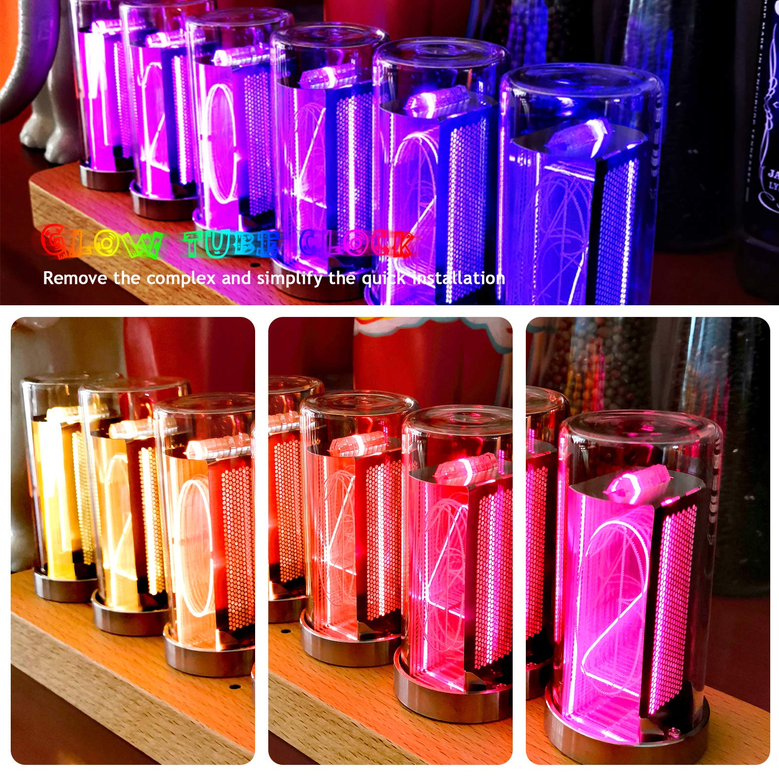 Nixie Reloj LED, Tubo Digital, múltiple, con Calendario, Temporizador, USB Tipo C, Material Doble, para Amantes, Amigos, Navidad, cumpleaños