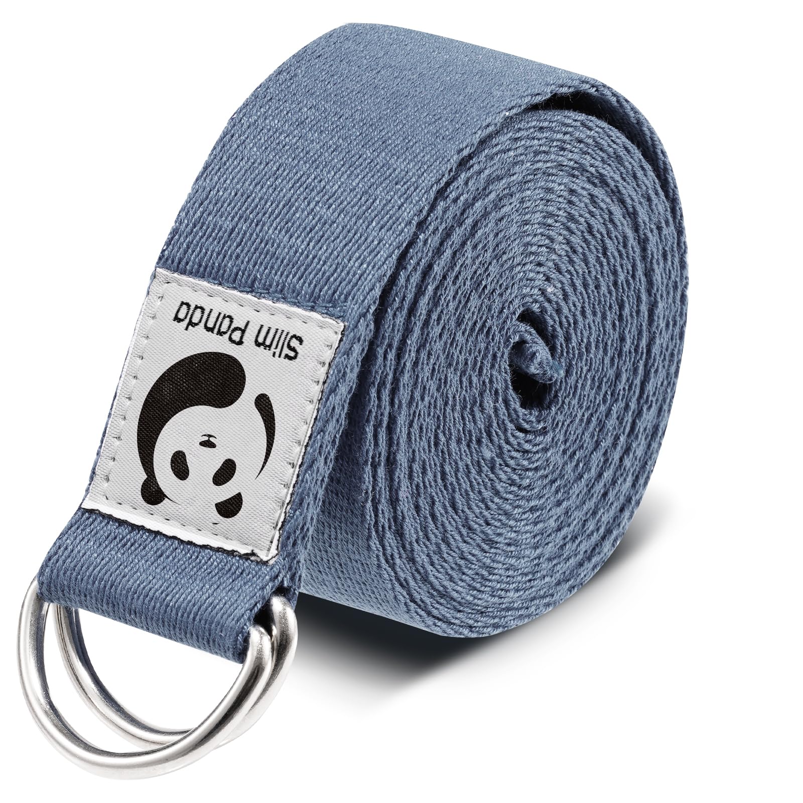Slim Panda Yoga Belt Pilates Yoga Straps Stretch for Exercise Workout Dance, 100% Cotton Yoga Belt with Safety D Ring Buckles for Stretching, Flexibility(Oasis Blue 250CM)