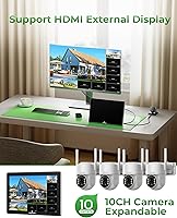 Vista 8 de CAMCAMP Solar Security Cameras Wireless Outdoor with 10" Monitor, 10CH NVR 2K Solar Home Security Camera System with 360° Color Night Vision,2-Way