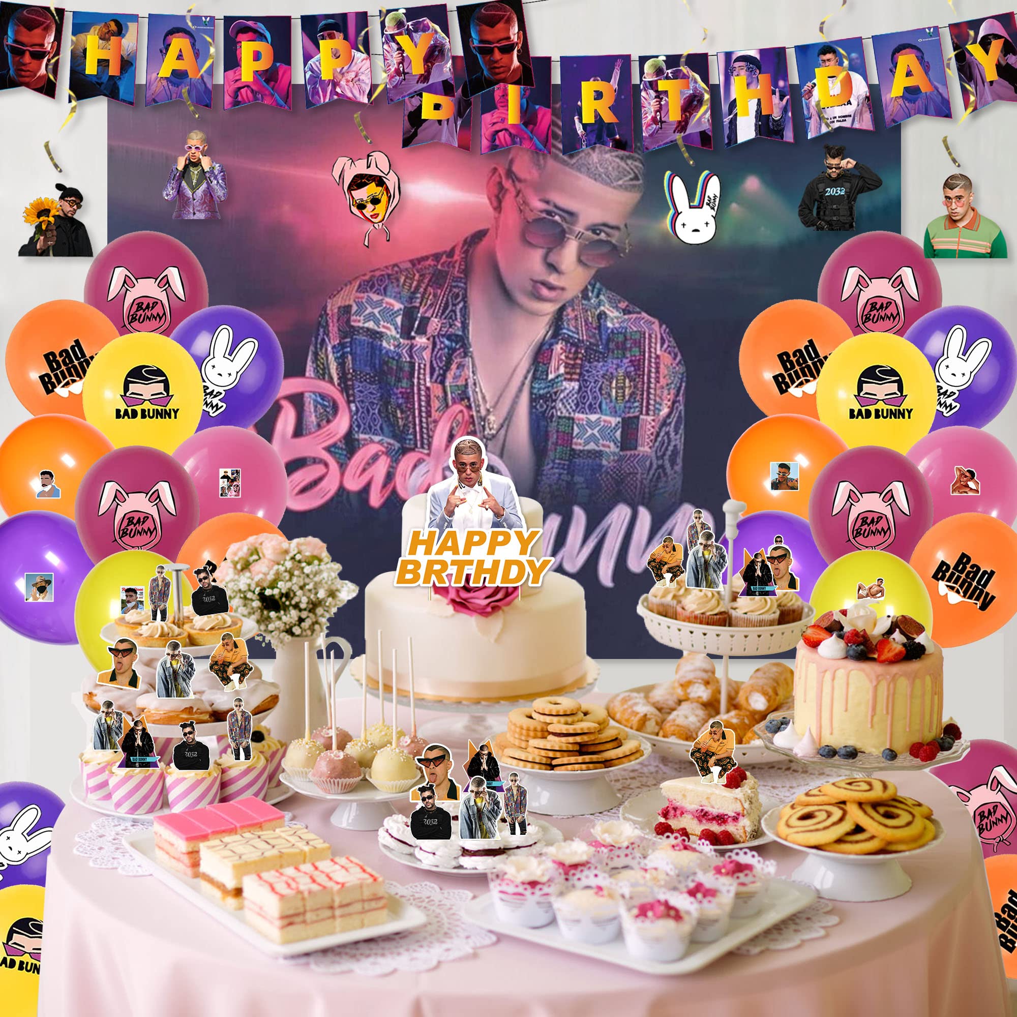 Buy 115 Pcs Bad Bunny Party Decorations, Bad Bunny Birthday Decorations