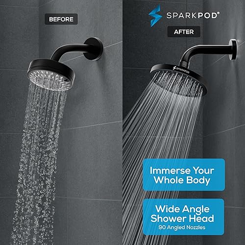 Miniatura 2 de SparkPod Cabezal de regadera – Lluvia de alta presión – Diseño de lujo de calidad premium – Instalación en 1 minuto – Reemplazo ajustable de fácil