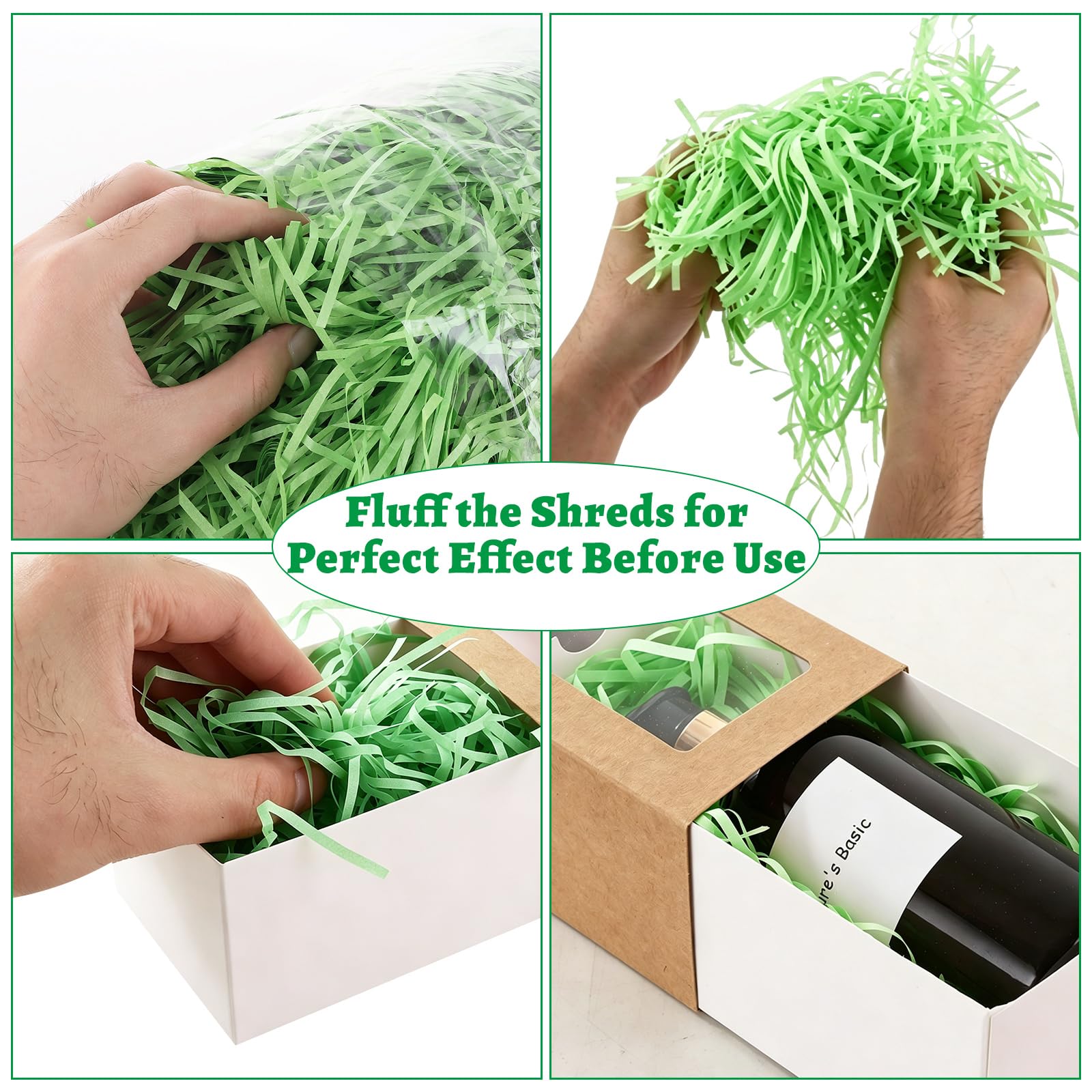 WOPPLXY Boîte cadeau en papier de soie déchiquetée Vert 1,5 kg