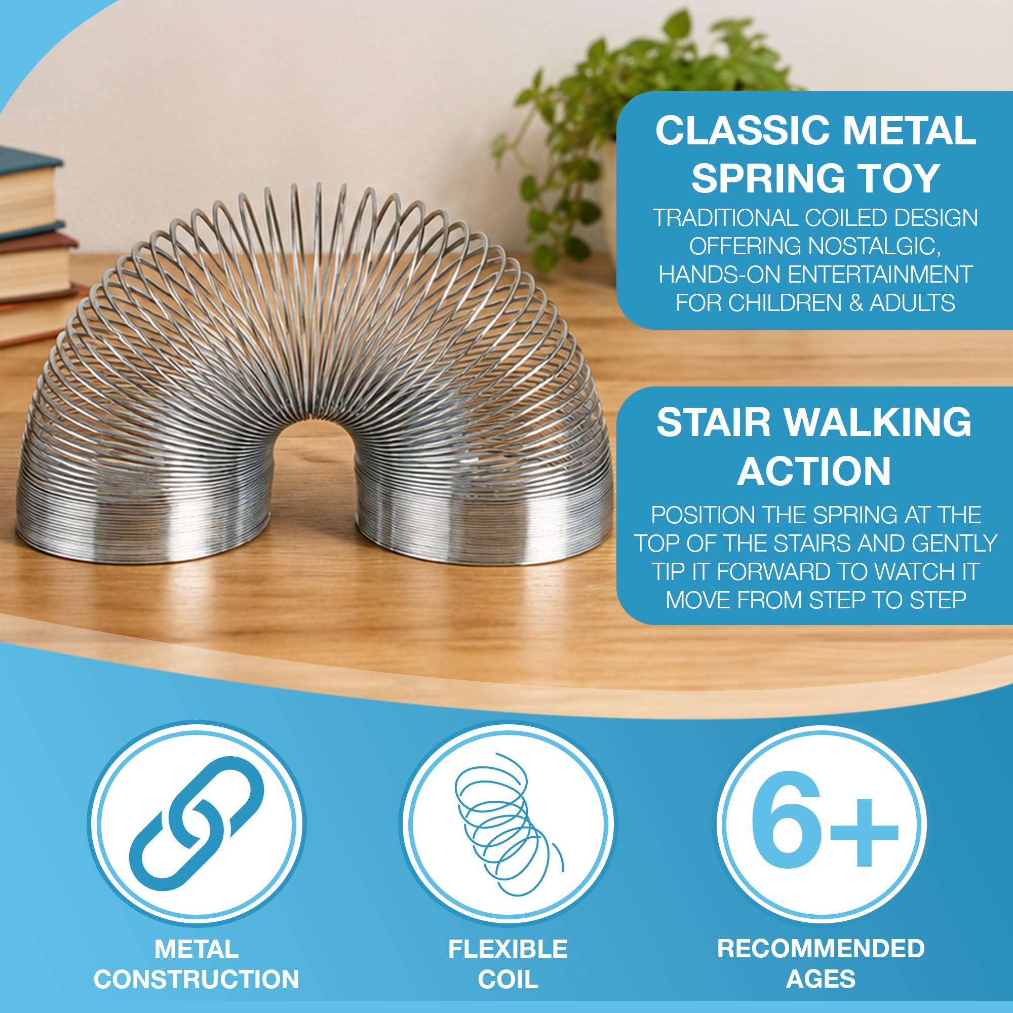 Grand Slinky Arc-en-ciel – Ressort Magique Géant 13,5 Cm – Jouet Sensoriel Et Anti-stress