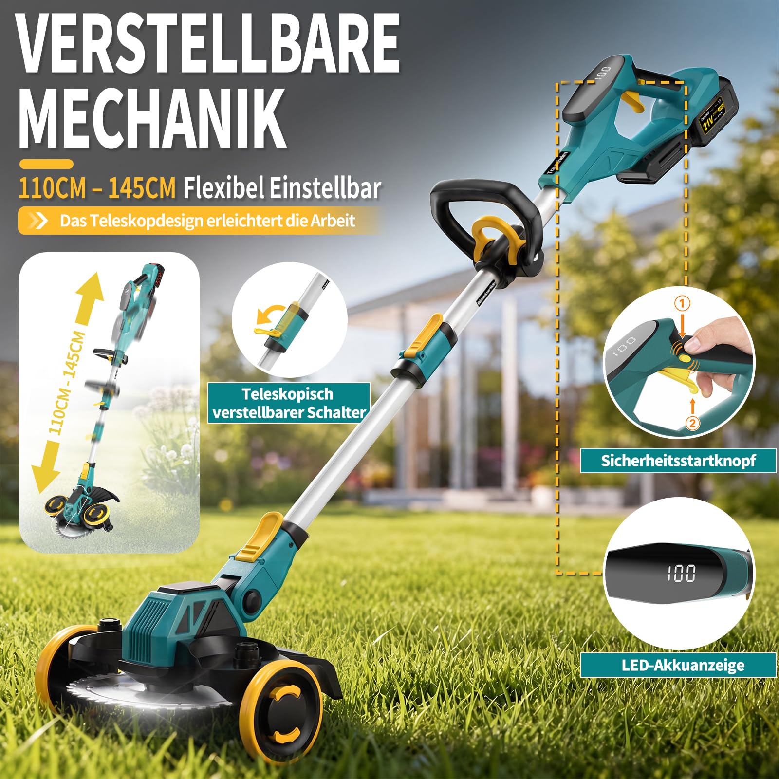 Makita Akku Rasentrimmer 21V 5 in 1 900W Bürstenloser Motor Freischneider 2x4.0Ah
