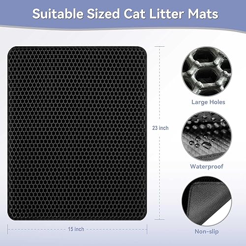 Miniatura 3 de Tapete de arena para gatos, de 23 x 15 pulgadas, de doble capa, antideslizante, impermeable, a prueba de orina, para atrapar arena, control de