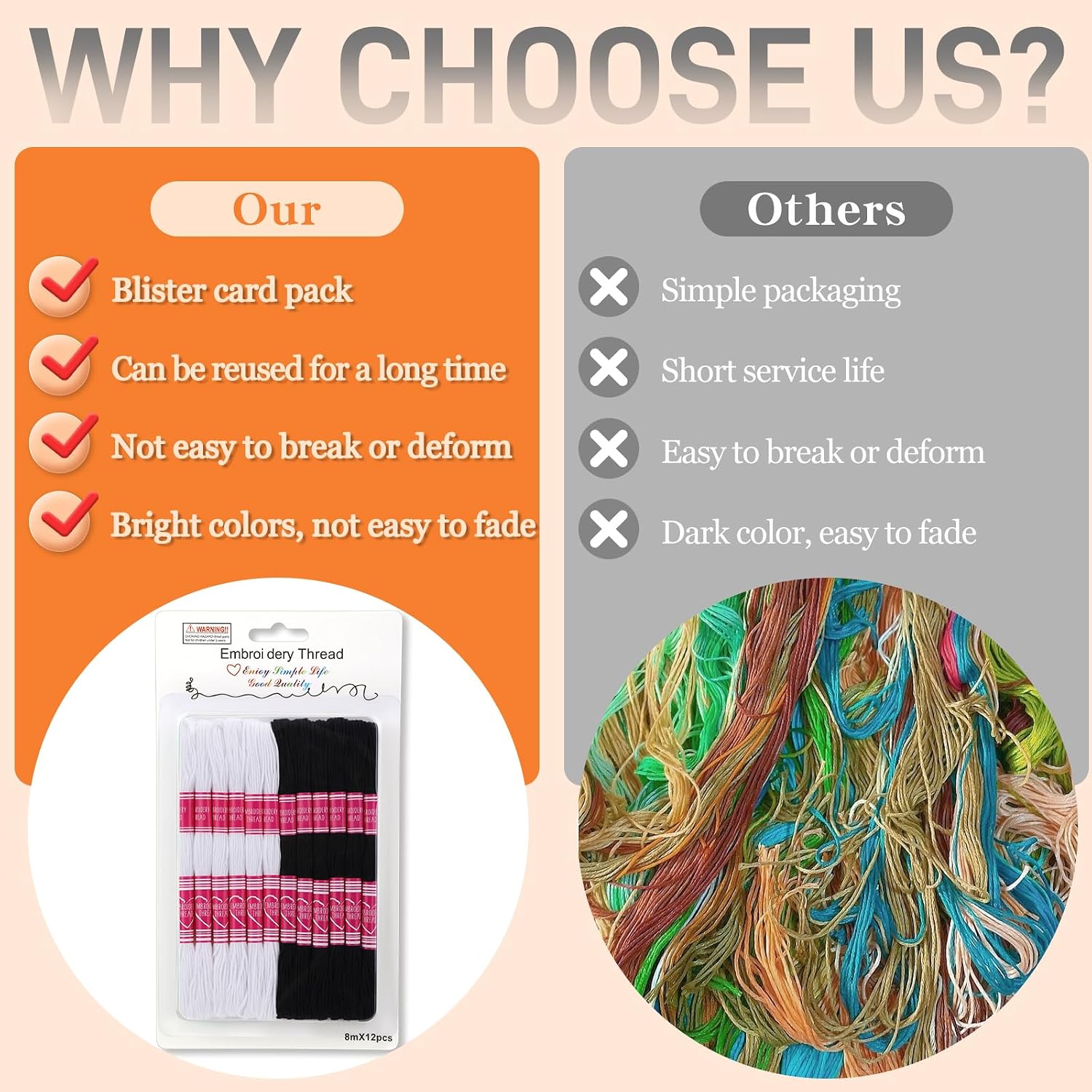 Embroidery Floss,12 Skeins Black and White Embroidery Thread,Friendship Bracelet String for DIY Making,Embroidery Crafts