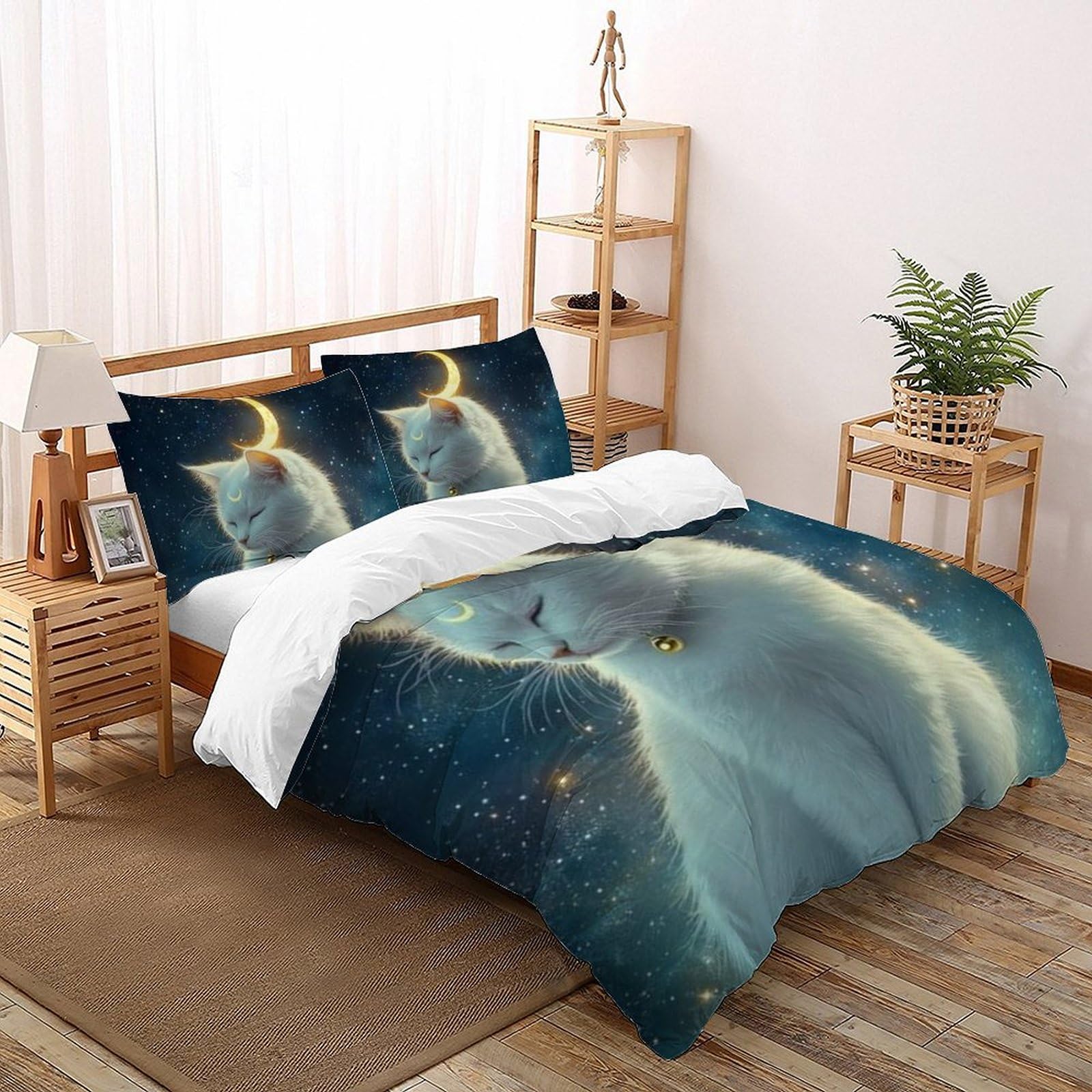 Housse de couette animaux microfibre 220x240cm King anti-décoloration