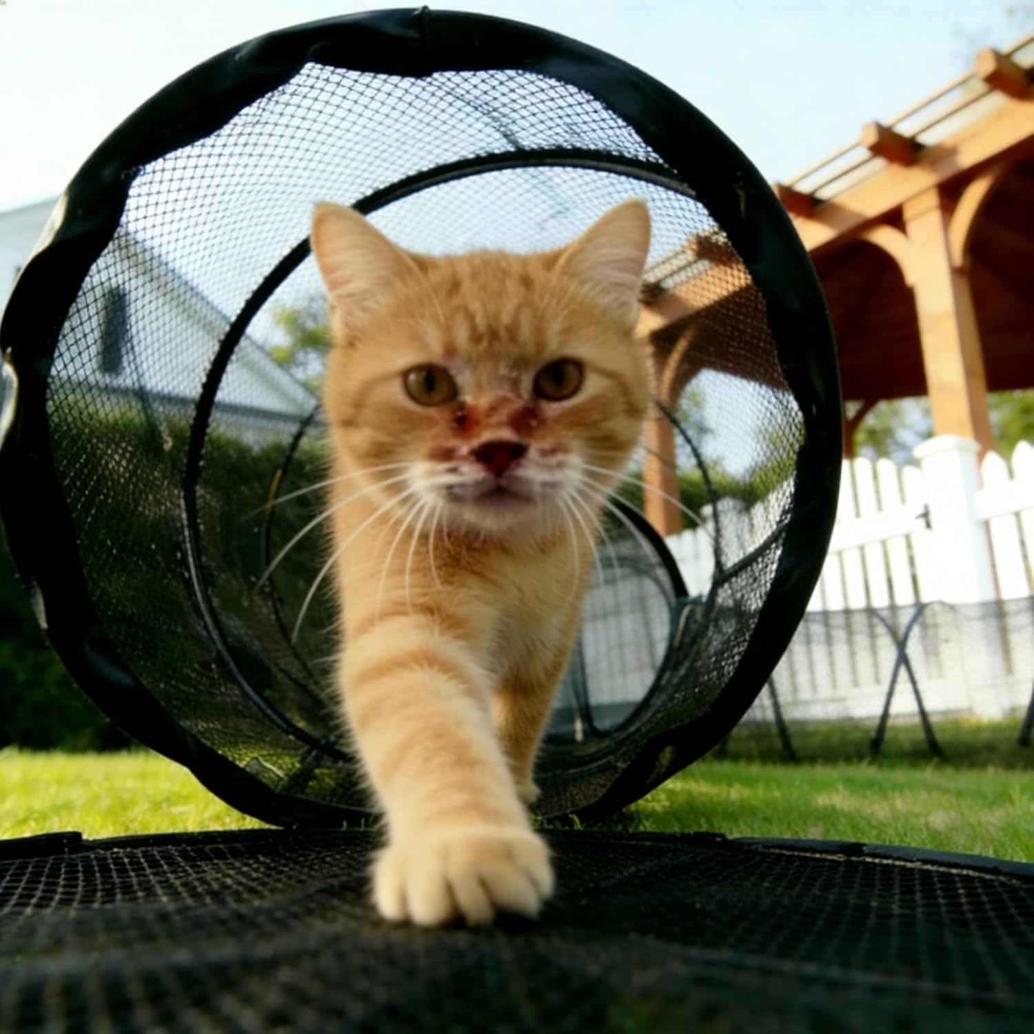 CypherX Outdoor Cat Tunnel Enclosures, 3 in 1 Catio Portable Cat Tent with Tunnel for Outside and Indoor, Pop up Pet Cage Cat Playpen Outdoor for Indoor Cats and Other Small Animals (Black)