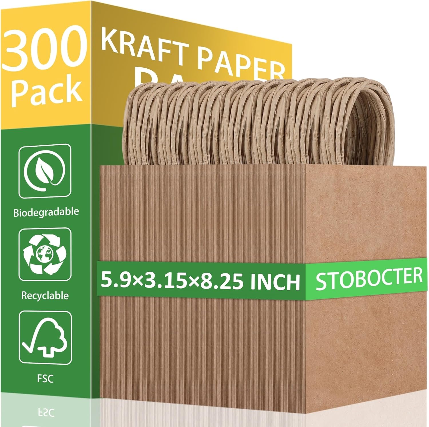 STOBOCTER 300 Pack 5.9x3.15x8.25 Inch Small Brown Paper Bags with Handles Bulk, Kraft Paper Gift Bags for Birthday Party Favors Grocery Retail Business Shopping Merchandise Goody Craft Sacks(300Pcs)