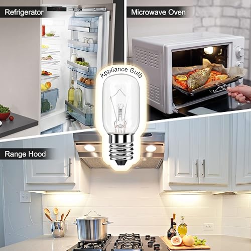 Miniatura 3 de Bombilla de microondas para debajo de campana extractora, refrigerador T8 de 40 vatios, 125V, E17, base intermedia, luz blanca cálida, bombilla de