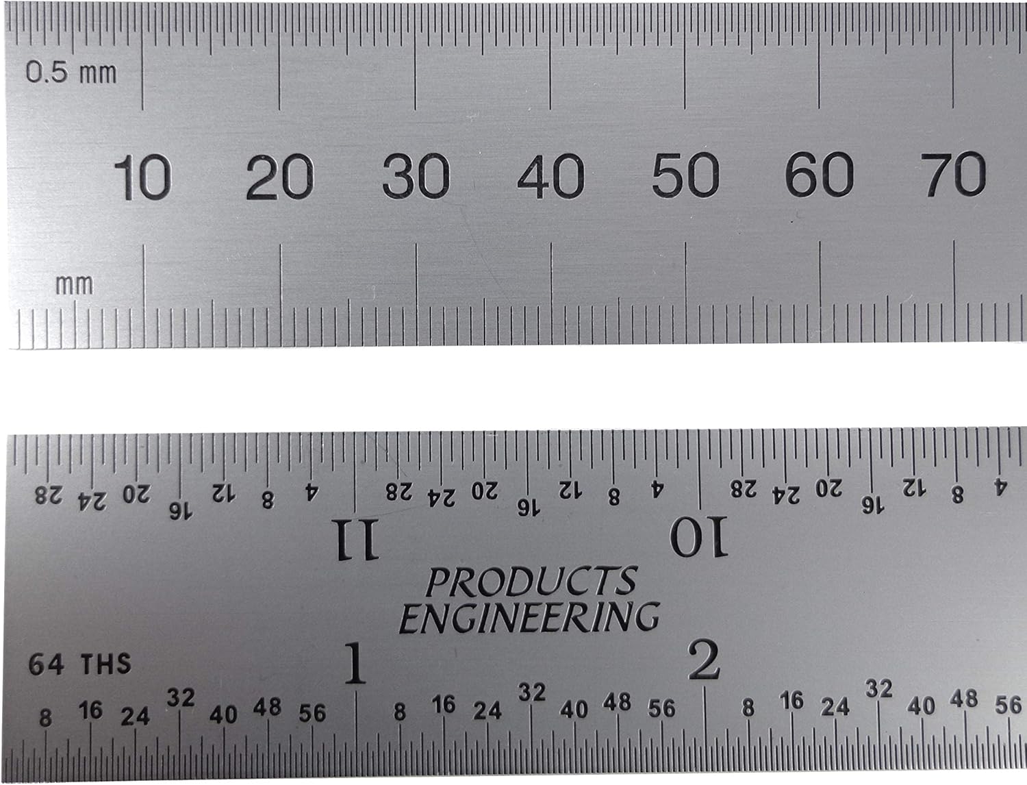 PEC Tools 262-006 6 Inch/MM USA Rigid Steel Rule, reads 32nds, 64ths ...