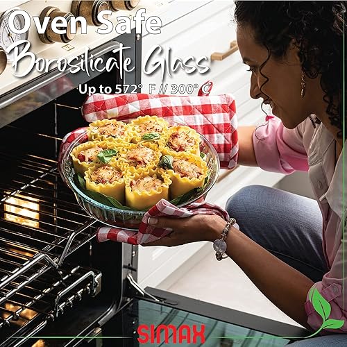 Miniatura 6 de Simax - Bandeja de vidrio para pasteles plato redondo profundo ideal para manzana calabaza pasteles festivos etc - Soporte para tartas acanaladas