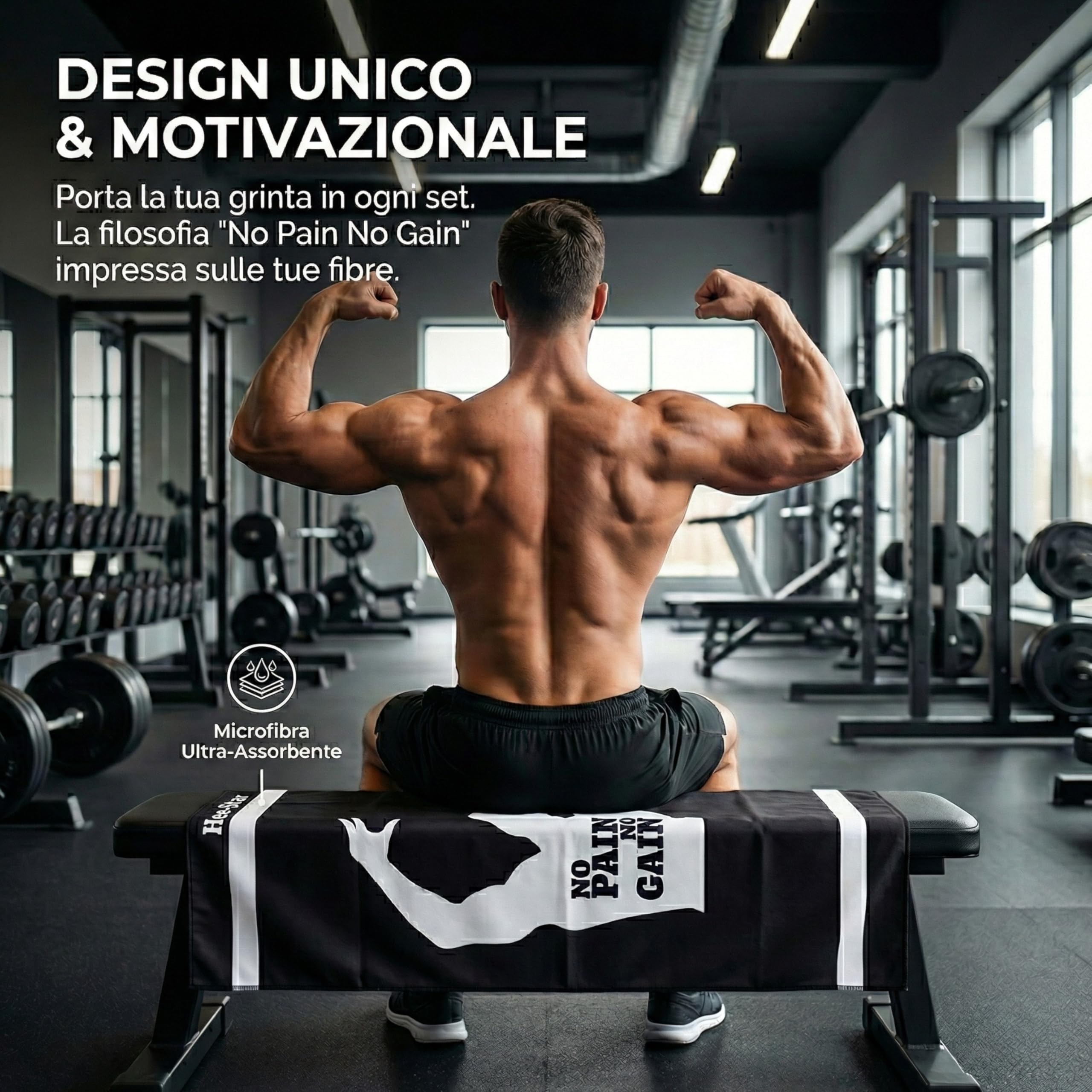 Asciugamano Palestra Uomo - Telo Palestra in Microfibra Sottile e Leggero - Ideale su Panca e Attrezzi per Fitness e Sala Pesi - Gym Towel (Microfibra 200 Gsm)