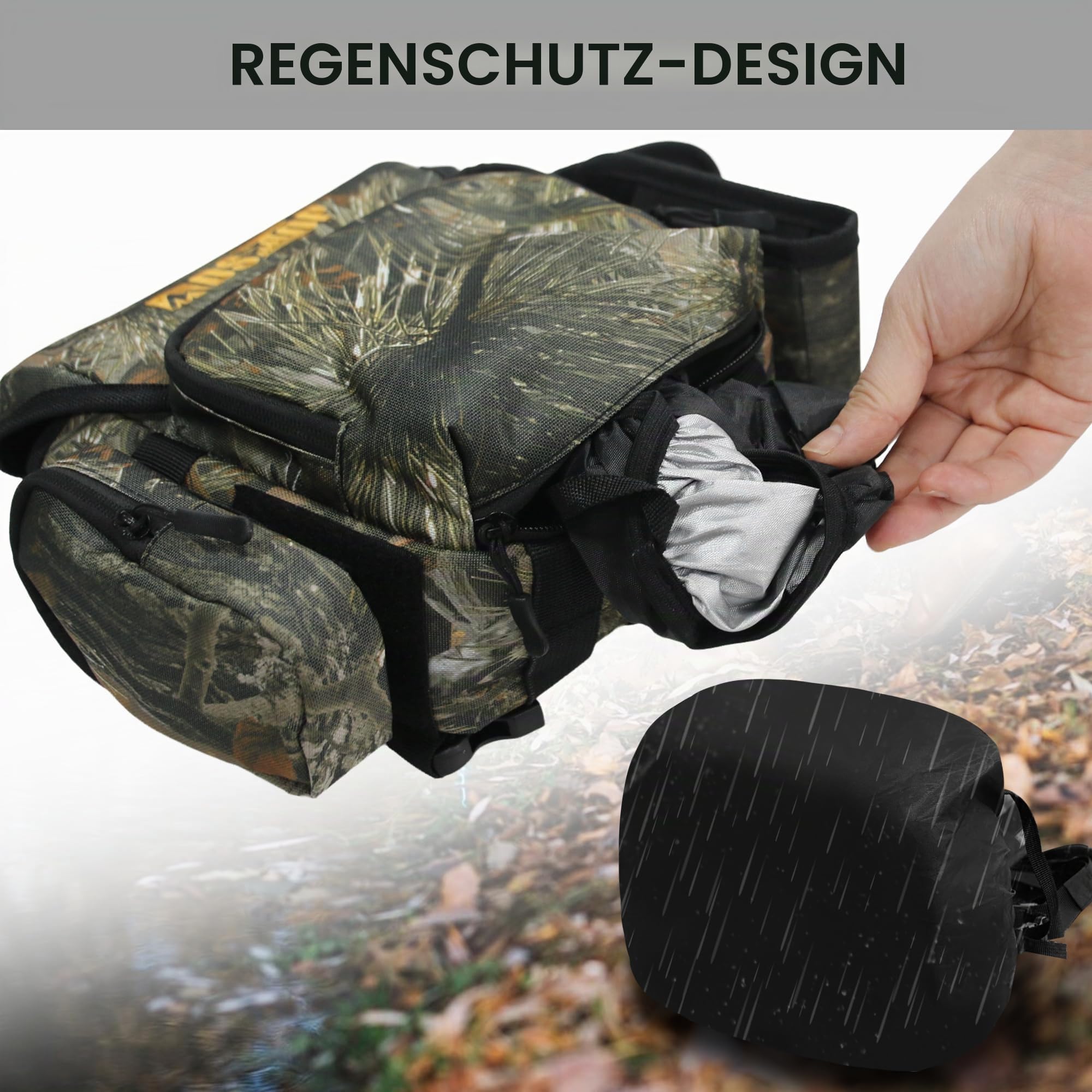 MDSTOP Fernglas-Brusttasche, Bino-Tasche mit Entfernungsmesser-Tasche, Bino Geschirr, für Vogelbeobachtung, Jagd, Wandern, Schießen (Kiefernnadel-Camo)